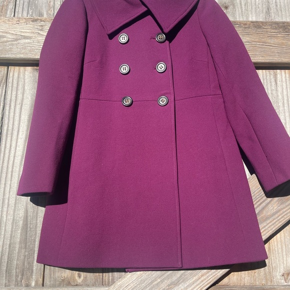 J. Crew Women's Aubergine Merlot Rich Purple Wool Car Coat Size P 10 - Picture 3 of 14